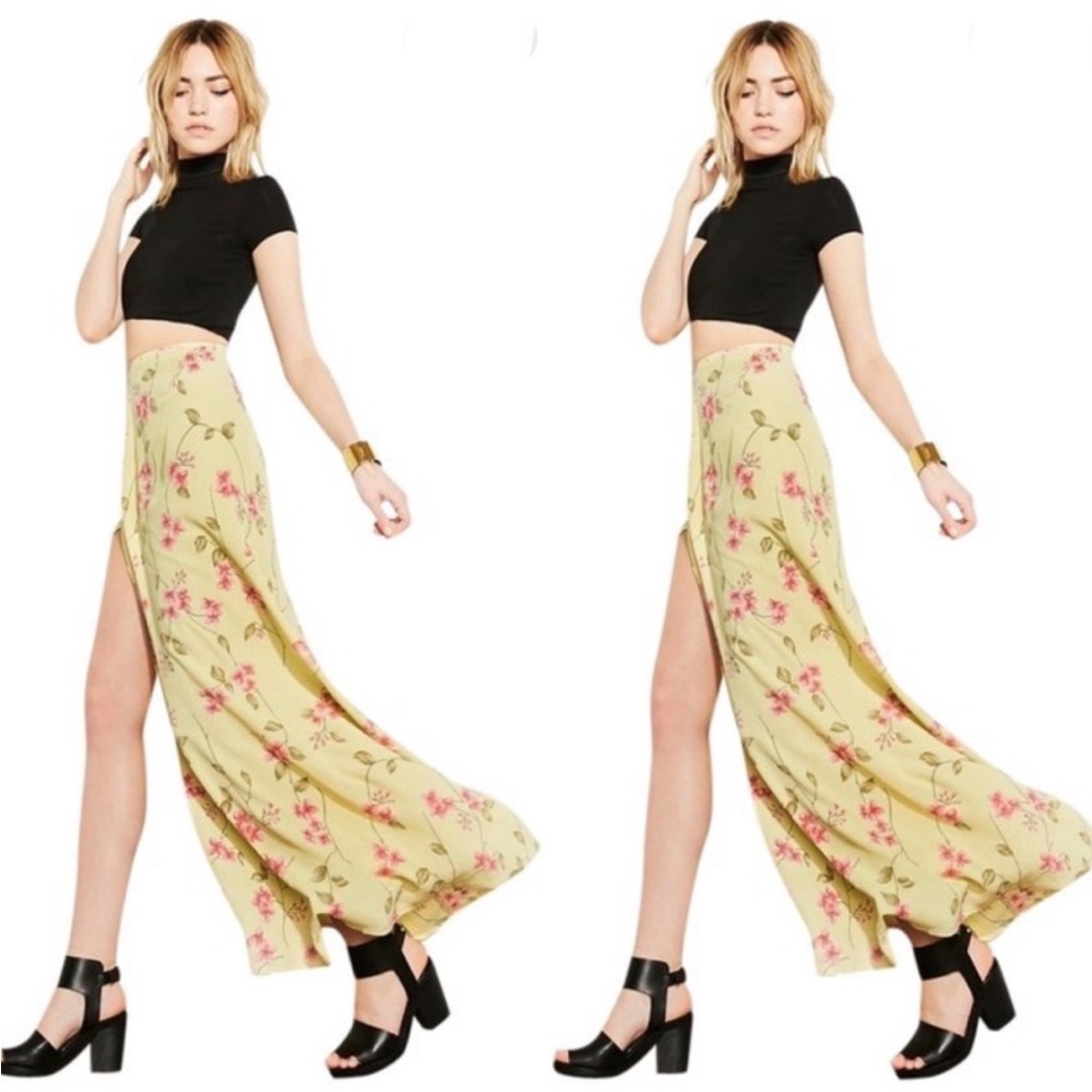 Reformation Lucia Yellow Wrap Maxi Skirt Women's XS